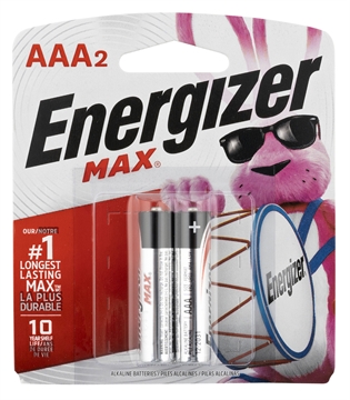 Picture of Energizer E92BP2 AAA Max Black/Silver 1.5V Alkaline Qty (2) Single Pack E92BP2 110211