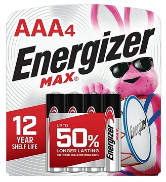 Picture of Energizer AAA Max Black/Silver 1.5V Alkaline Qty (4) Single Pack E92BP4