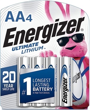 Picture of Energizer AA Ultimate Lithium Silver 1.5V Lithium, Qty (4) Single Pack L91SBP4H3