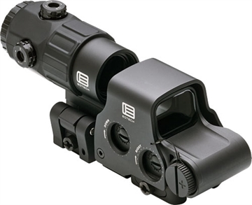 Picture of EOTECH Holographic Hybrid Sight V, Night Vision Compatible Sight, 68MOA Ring with (4) 1 MOA Dots, Matte Finish, Black, Side Buttons, Includes EXPS3-4 & G45 5X Magnifier With QD Switch-to-side Mount HHS V HHSV