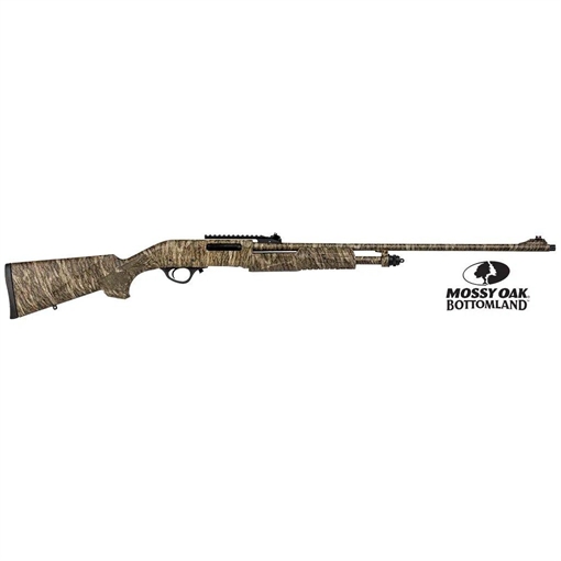 Picture of Escort Field Hunter Turkey Full Size 20 Gauge Pump 3" 4+1 22" Mossy Oak Bottomland Steel Barrel, Grooved Aluminum Receiver, Fixed Mossy Oak Bottomland Synthetic Stock, Right Hand HEFH2022TRBL