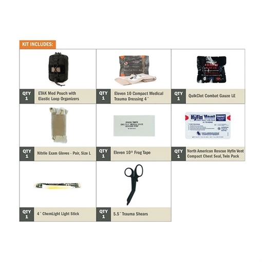 Picture of Eleven 10 ETAK KIT CONTENTS W/COMPRESSED GAUZE E10-ETAK-GA