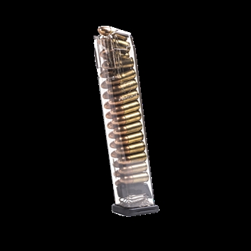 Picture of ETS Group  Pistol Mags Competition Legal 27rd Extended 9mm Luger Compatible w/Glock 17/18/19/19X/26/34/45 Gen1-5 Clear Polymer  GLK-9-170