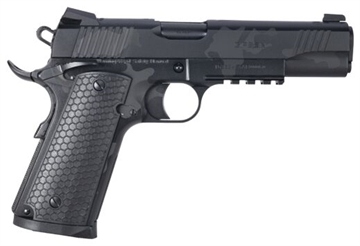 Picture of Girsan MC1911 S Untouchable Full Size 45 ACP 8+1 5" Black Steel Barrel, Black Camo Serrated Steel Slide & Frame w/Beavertail & Picatinny Rail, Black Polymer Grip 392068