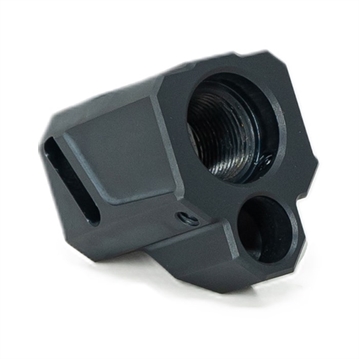 Picture of Faxon Firearms EXOS-513 Compensator Black Nitride 6061 Aluminum 1/2"x28 Threads 1.10" OAL Compatible w/ Glock Gen 3 19/17/34 FFPACOMPDSG01