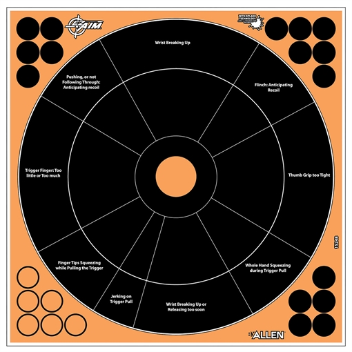 Picture of EZ-Aim Splash Reactive Self-Adhesive Paper Black/Orange 12" Bullseye 5 Pack 15248