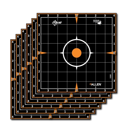 Picture of EZ-Aim Splash Reactive Self-Adhesive Paper Black/Orange 8" Sight-In Grid 6 Pack 15301
