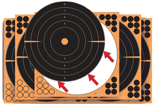 Picture of EZ-Aim Splash Reactive Self-Adhesive Paper Black/Orange 12"x12" Bullseye 10 Pack 1531710