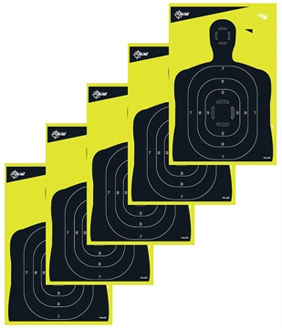 Picture of EZ-Aim Splash Reactive Target Silhouette Paper Hanging 12" x 18" Black/Yellow 5 Pack 15330