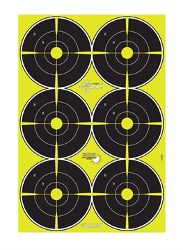 Picture of EZ-Aim Splash Reactive Bullseye Hanging Paper 12" x 18" Black/Yellow Yellow 8 Pack 15355