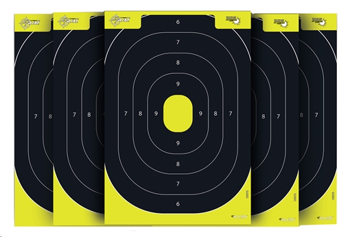 Picture of EZ-Aim Splash Reactive IPSC Silhouette Paper Hanging 12.50" W X 18.25" H Chartreuse/Black 30 Per Pkg 1537230