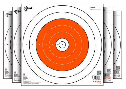 Picture of EZ-Aim Bullseye Paper Hanging 12" x 12" White/Orange 12 Per Pack 15496