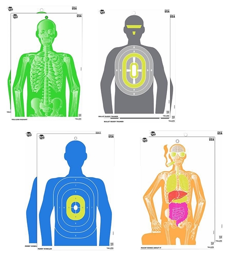 Picture of EZ-Aim Imposing Figure Silhouette Paper Works w/Handgun/Shotgun/Airsoft Gun/BB Guns/Pellet Gun 12 x 18 Multi-Color 8 Pack 15645