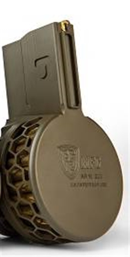 Picture of F5 MFG AR-15 .223/5.56 Skeletonized 50 Round Drum Magazine - OD Green | HEX Pattern F5-223SK-OD