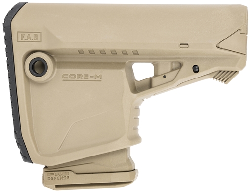 Picture of FAB Defense GL-Core Survival Buttstock w/Rubber Butt Pad & Built In Mag Carrier for AR-Platform Compatible w/Mil-Spec & Commercial Tubes Tan Polymer (Tube NOT Included) EXGLCOREMAGT