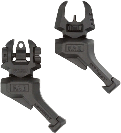 Picture of F.A.B. Defense Off Set Flip Up Sights, Front and Rear, Fits Picatinny, Black FX-FRBSOSB FXFRBSOSB