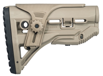 Picture of FAB Defense GL-Shock Buttstock for AR-15/ M16/ M4 w/Adjustable Cheek-Rest & Anti-Rattle Mechanism Flat Dark Earth Mil-Spec Reinforced Polymer FXGLSHOCKCP