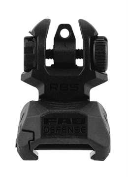 Picture of FAB Defense Rear Back-Up Sight for AR-15/ M16/ M4 Dual Aperture Low Folded Profile Spring-Locked Deployment Black Polymer & Metal FXRBS