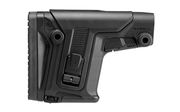Picture of FAB Defense RAPS Rapid Adjustment Precision Stock-Collapsible Fits Mil-Spec/Commercial Buffer Tubes Integrated Cheek-Rest & Adjustable LOP Ambidextrous 1Latch System Black Polymer FXRAPSCB
