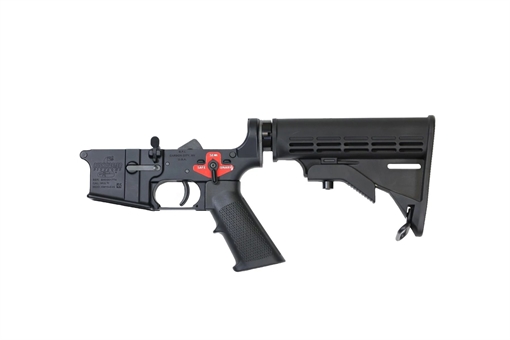 Picture of FACTORY BLEM - Bushmaster XM15-E2S Forged Complete AR15 Lower Receiver - Black | M4 Collapsible Stock | BFS III Trigger Equipped 99-20006-BLK-BLEM