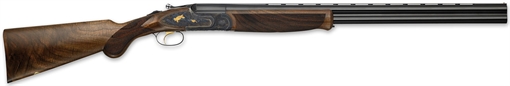Picture of F.A.I.R. Jubilee Prestige Tartargua Gold 16 Gauge 2rd 2.75" 28" Blued Barrel, Chrome Engraved Aluminum Receiver, Fine-Pitch Checkered Walnut Stock, Gold Trigger Includes ABS Case FRJBPRTG1628