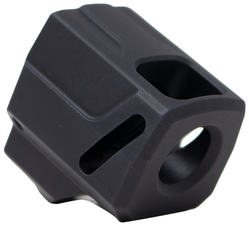 Picture of Faxon Firearms EXOS-525 Compensator Black Nitride 6061 Aluminum 1/2"x28 Threads 1.125" OAL Compatible w/ Sig Sauer P365/P365 XL FFPACOMPSSS01