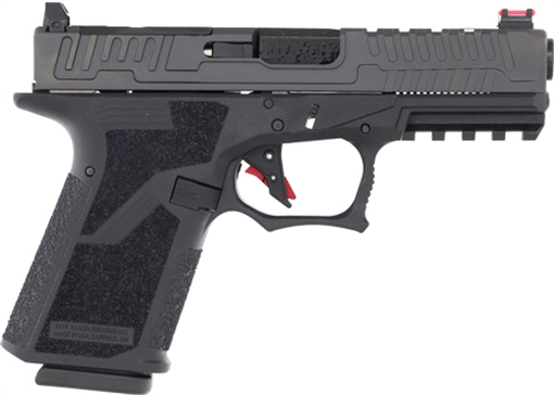 Picture of Faxon Firearms FX-19 Patriot Compact Frame 9mm Luger 15+1, Black Steel Barrel, Black DLC Optic Cut/Serrated Stainless Steel Slide, Black Polymer Frame w/Picatinny Rail FX19P