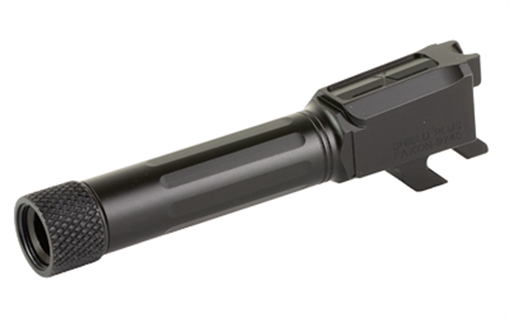 Picture of Faxon Firearms Match Series, 1:10 Twist Barrel, 3.7", 9MM, Straight Flued, Fits Smith & Wesson M&P Shield/Shield Plus, Threaded 1/2X28, Nitride Finish, Black MPB910NSSOQ-T