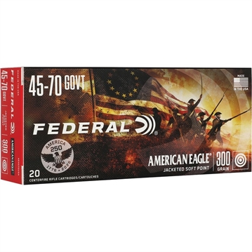 Picture of Federal American Eagle 250th Rifle Ammunition .45-70 Govt 300gr SP 1850 fps 20/ct AE4570USA