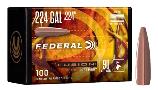 Picture of Federal Fusion Component 224 Cal .224 90 gr Bonded Soft Point 100 Per Box/ 4 Case FB224F1