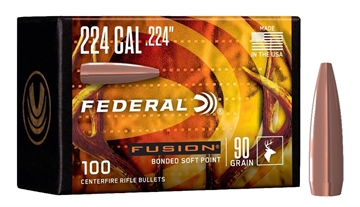 Picture of Federal Fusion Component 224 Cal .224 90 gr Bonded Soft Point 100 Per Box/ 4 Case FB224F1
