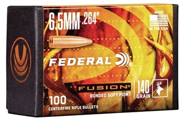 Picture of Federal Fusion Component 6.5 Creedmoor .264 140 gr Fusion Soft Point 100 Per Box/ 4 Case FB264F2