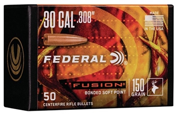 Picture of Federal Fusion Component 30 Cal .308 150 gr Fusion Soft Point 50 Per Box/ 4 Case FB308F1
