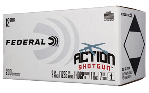 Picture of Federal Action Shotgun, 12 Gauge, 2.75" Chamber, #7.5 Shot, 1 1/8oz, Lead Shot, 200 Round Box AS12H 7.5