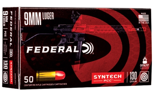 Picture of Federal American Eagle Syntech PCC 9mmLuger 130gr Total Syntech Jacket Flat Nose 50 Per Box/10 Case AE9SJPC1