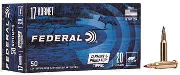 Picture of Federal American Eagle Varmint & Predator Rifle Ammunition .17 Hornet 20 gr V-tip 3610 fps AE17H20TVP