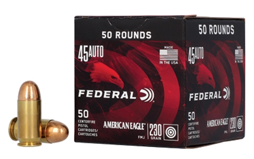 Picture of Federal American Eagle Handgun 45ACP 230gr Full Metal Jacket 50 Per Box/10 Case AE45A50