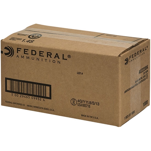 Picture of FED AMERICAN EAGLE LOOSE 223REM 55GR FMJ BT 1000/ AE223BK