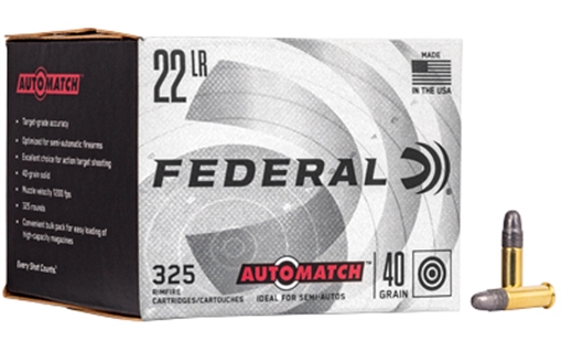 Picture of Federal Champion Training Auto Match 22LR 40gr Lead Round Nose 325 Per Box/10 Case *Bulk AM22