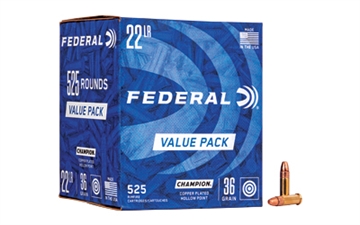 Picture of Federal Champion Training Value Pack 22LR 36gr Copper Plated Hollow Point 525 Per Box/10 Case 745