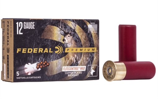 Picture of Federal Premium, FLITECONTROL WAD, 12 Gauge 2.75", 00 Buck, Buckshot, 9 Pellets, 5 Round Box PFC15400 PFC154 00