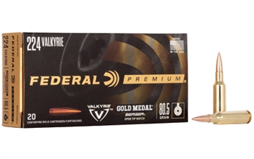 Picture of Federal Premium Gold Medal 224Valkyrie 80.5gr Berger Open Tip Match 20 Per Box/10 Case GM224VLKBH2