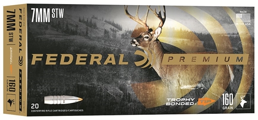 Picture of Federal Trophy Bonded Tip Rifle Ammunition 7mm Rem Mag 160gr PT 2900 fps 20/ct P7RTT1