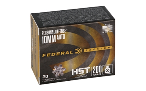 Picture of Federal Premium Personal Defense 10mmAuto 200gr HST Jacketed Hollow Point 20 Per Box/10 Case P10HST1S
