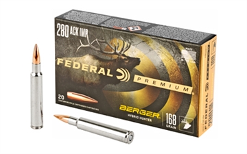 Picture of Federal Classic Hunter Berger Hybrid Rifle Ammunition.280 Ackley Improved 168 gr BTHP 2800 fps 20/ct P280AIBCH1