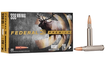 Picture of Federal Premium, 338 WIN MAG, 210 Grain, Nosler Partition, 20 Round Box P338A2