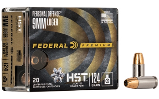 Picture of Federal Premium Personal Defense 9mmLuger 124gr HST Jacketed Hollow Point 20 Per Box/10 Case P9HST1S