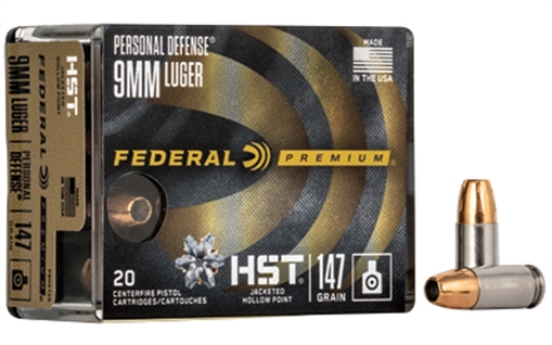 Picture of Federal Premium Personal Defense 9mmLuger 147gr HST Jacketed Hollow Point 20 Per Box/10 Case P9HST2S