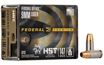 Picture of Federal Premium Personal Defense 9mmLuger 147gr HST Jacketed Hollow Point 20 Per Box/10 Case P9HST2S