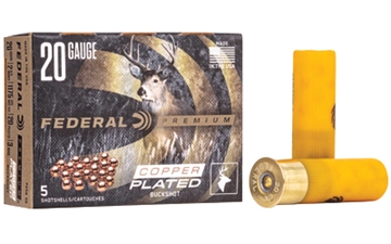 Picture of Federal Premium, Vital Shok, 20 Gauge 2.75", 3 Buck, 1 1/8 oz, Buckshot, 20 Pellets, 5 Round Box P2563B P256 3B